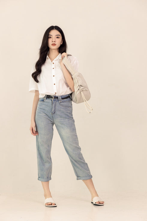 CELESTE DENIM TAPERED LEG PANTS