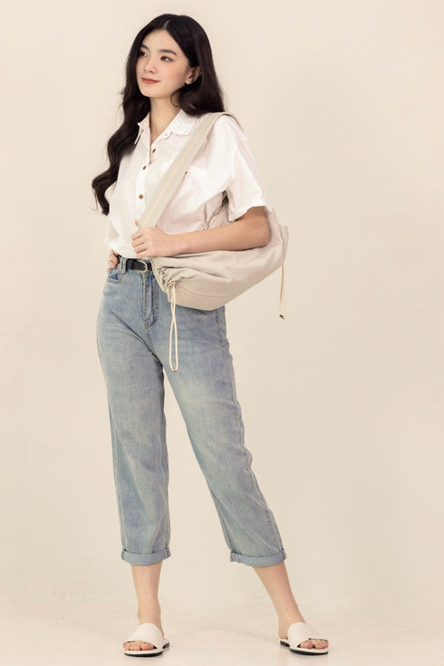 CELESTE DENIM TAPERED LEG PANTS