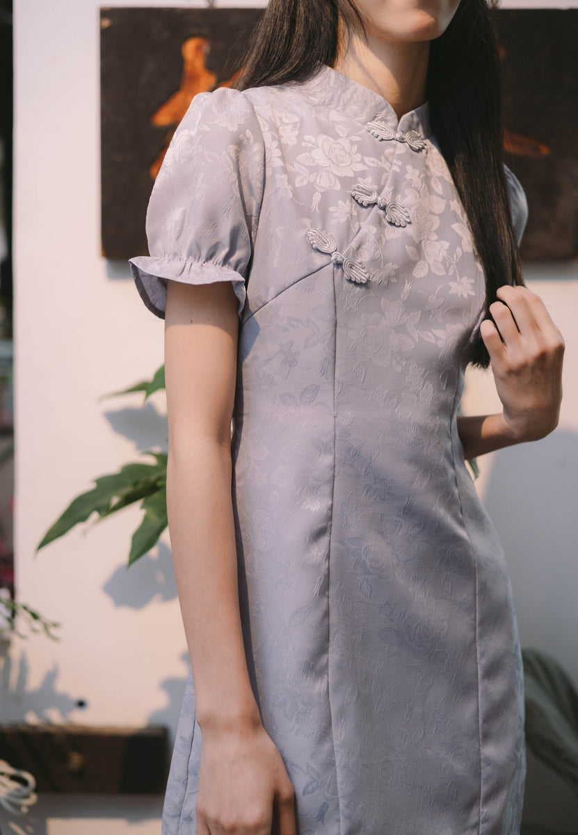 Astro Mandarin Collar Mesh Mini Dress Black